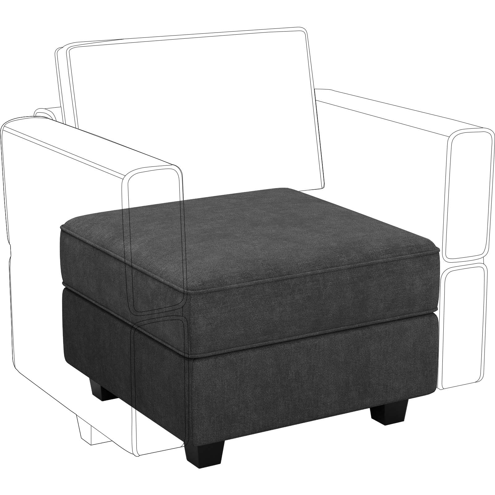 Belffin Fabric Modular Sectional Sofa Storage Ottoman Module Couch Side Sectional Free Configuration Ottoman Black