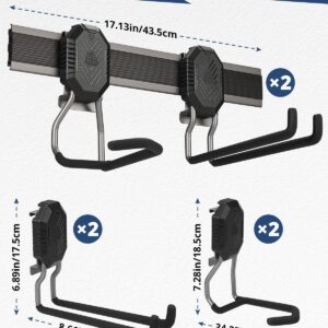 DEERFAMY 4 Pack Garage Storage Organization, Heavy Duty Wall Mount Garage Tool Organizer Support 66lbs, For Organizer Garden Yard Tool, Bikes