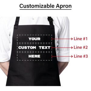 Personalized Apron, Aprons for Men and Women, Professional Aprons for Chefs, Male and Female Apron with Custom Name – Text, Personalized Baking Gifts for Christmas, Male Aprons for Cooking, 2 Pockets