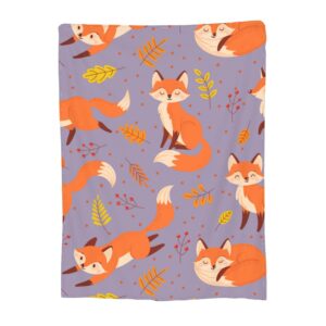 VODRM Cute Fox Blanket Gifts for Kids & Adult for Living Room Bedding Couch Soft Lightweight Warm Cozy Animal Foxes Leaf Throw Blankets Party Birthday Decor Golden 60X80in All Seasons