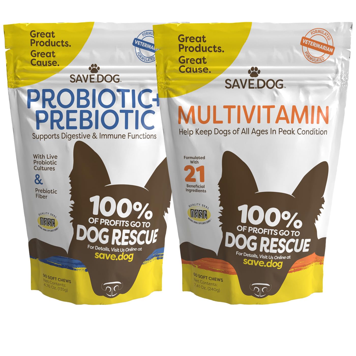 SAVE.DOG Chewable Probiotics & Multivitamin for Dogs Bundle