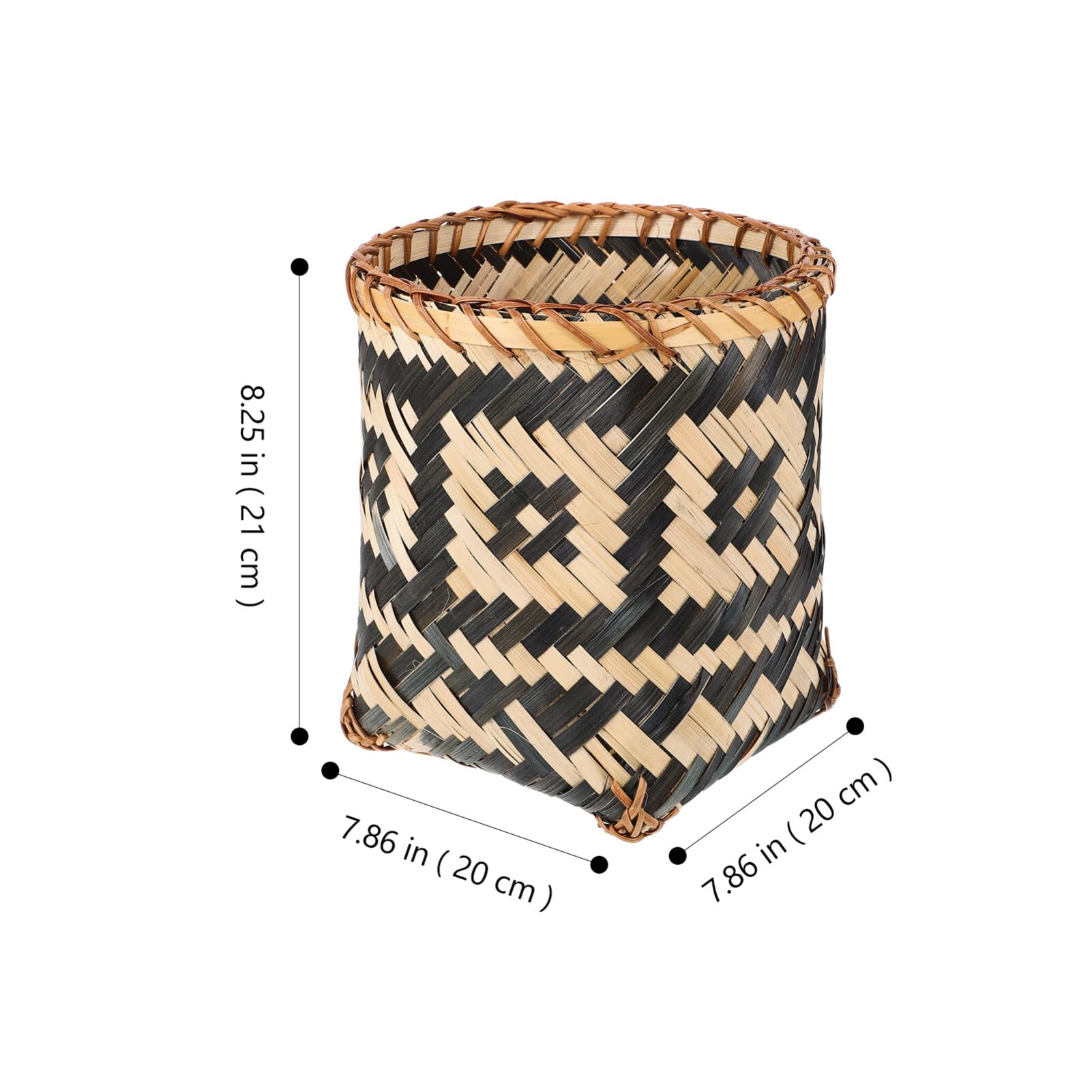 BESTOYARD Bamboo Woven Trash Can, Wicker Waste Basket Round Garbage Cans Flower Arrangement Basket Magazine Holder Laundry Basket Rattan Garbage Bin Farmhouse Decor