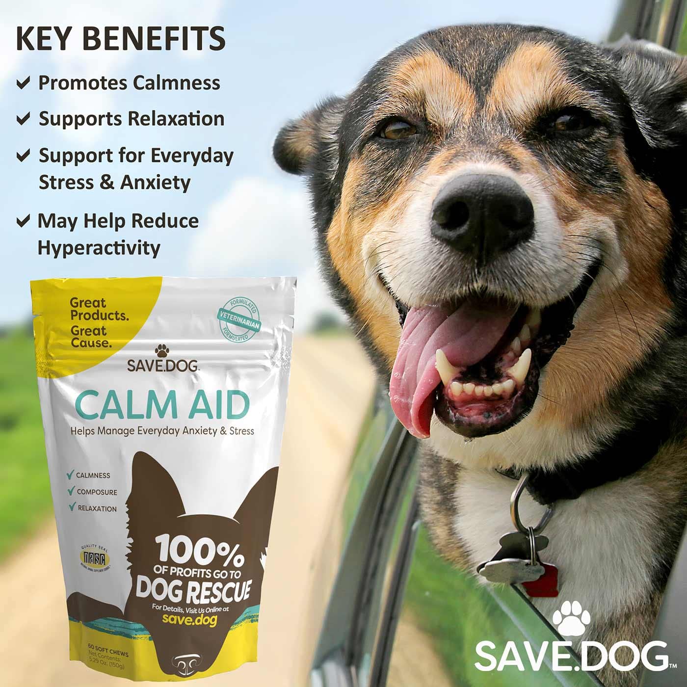 SAVE.DOG Chewable Probiotics & Calm Aid for Dogs Bundle