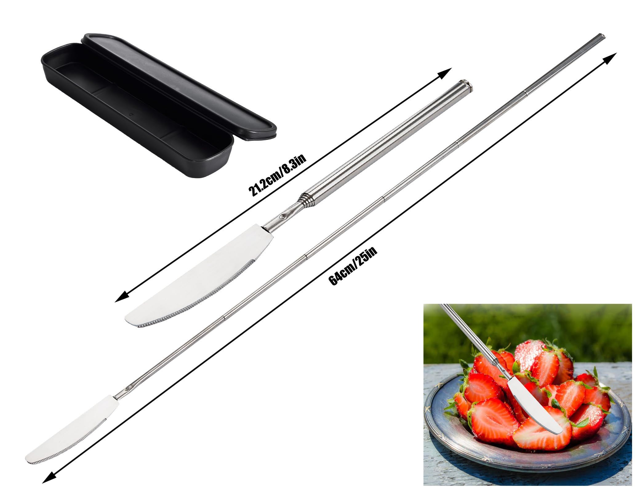 TSTQH 63 cm long stainless steel telescopic knife telescopic dinner fruit dessert knife dinner knife 9 inches ~ 25 inches