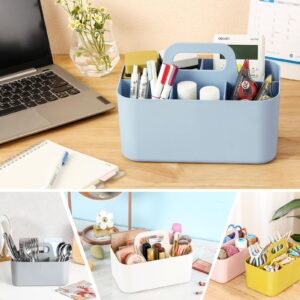 Multiuse Caddy Organizer with Handle - Stackable Plastic Tote Bin - Art Craft Supplies, Office, Desk, Stationery Pen Holder, Kitchen, Utensil, Makeup, Bathroom, Shower, Cleaning, Dorm Organizer - Grey