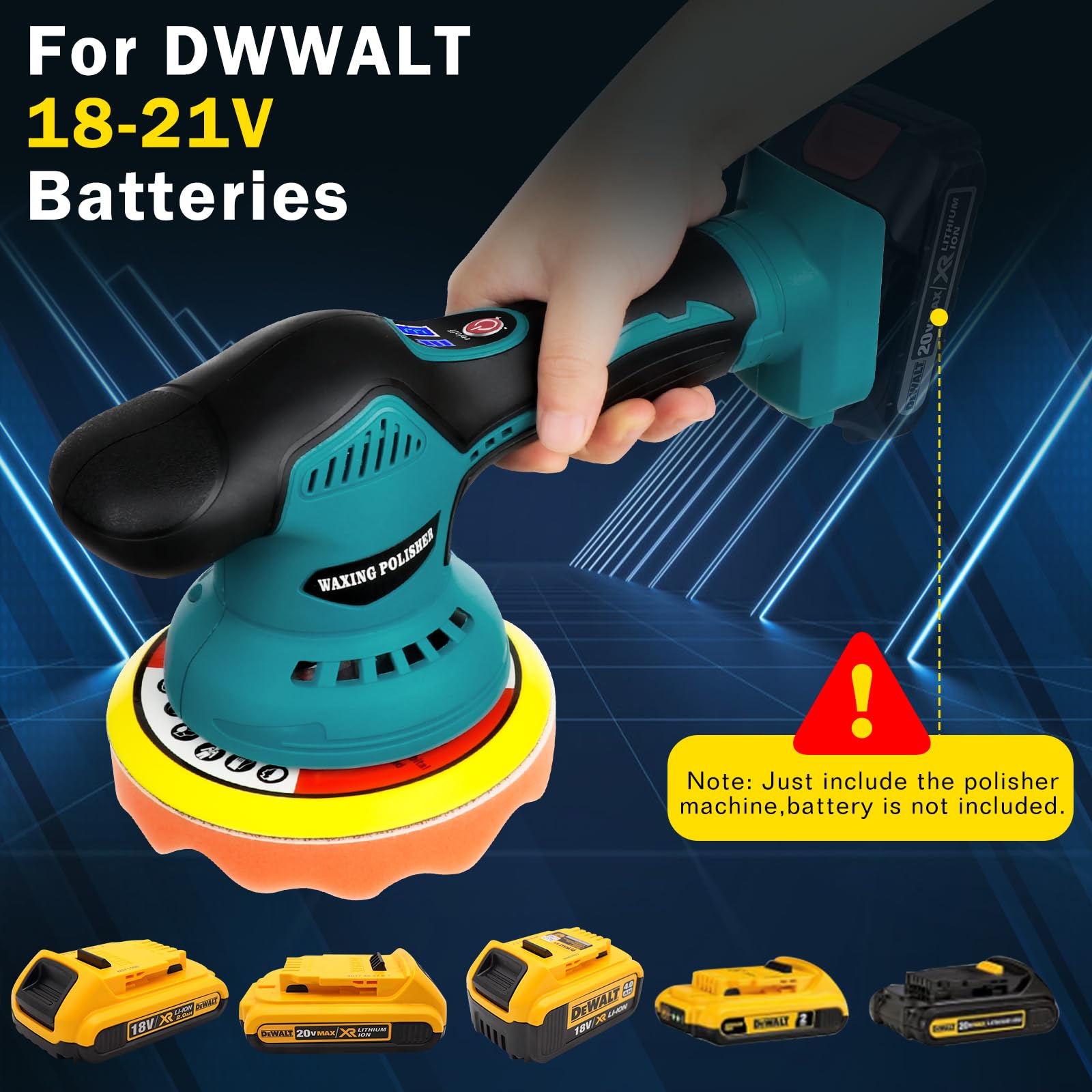 Cordless Car Buffer Polisher for Dewalt 20V Battery DCB206, 6 Variable Speed Car Buffer Polisher, Up to 5500RPM, Polishers Buffers for Car Detailing/Polishing/Waxing(Battery Not Included)