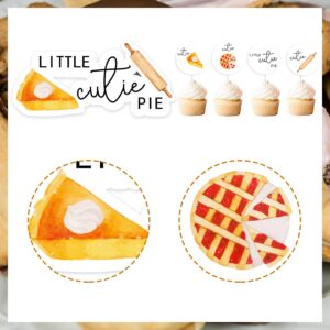 Cutie Pie Cake Topper Set - Little Cutie Pie Cake Topper with 12Pcs Pie Double-sided Cupcake Toppers, Cutie Pie Baby Shower Decorations, Pie First Birthday Decor, Baking Party Supplies for Boys Girls