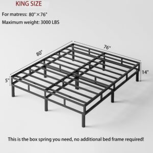 RLDVAY King-Box-Spring, 5 inch King Size Box Spring Stand, Heavy Duty Box Spring King with Legs, Easy Assembly, Non Slip, Noise Free