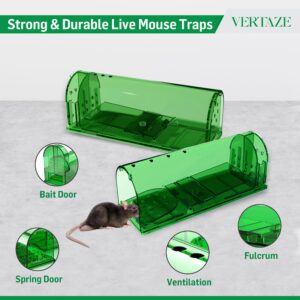 4 Pack Mouse Traps Humane Catch and Release Reusable No Kill, Multiuse, Live Mouse Trap, No Touch, Pet Safe mice Trap Indoor for Home, Easy Set in Basement, Garage, with Gloves