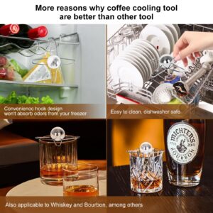 Wiszou 2pcs Espresso Coffee Cooler with Reusable Ice Coffee Steel Balls - Unlock the True Flavors, Also Ideal Tool for Bourbon, Scotch, and Cocktails, Stainless Steel Chilling Ball