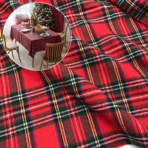 Red Tartan Plaid Fabric Cotton Width 57 Inches Yarn Dyed and Brushed for Festive Christmas Decorations and DIY Crafts and Dress (Red-Black, Cut by The Yard)