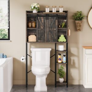 YITAHOME Over The Toilet Storage Cabinet, Bathroom Shelves Over Toilet Above Toilet Storage with Side Storage Rack, Tissue Reel and Hooks Over The Toilet Organizer for Bathroom, Laundry, Oak