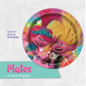 Trolls Birthday Party Decorations | Serves 16 Guests | Trolls Plates, Napkins, Sticker