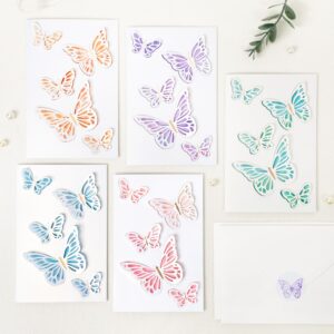 Crisky 25 Pcs Laser Cut 3D Note Cards & Envelopes Watercolor Butterflies Greeting Cards with Envelopes & Stickers for Birthday, Baby Shower,Bridal Shower, Wedding, Graduation