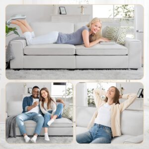 HOMERILLA 88.58" Modern Sofas for Living Room Linen Breathable Loveseat Sofas & Couches with Square Wide Armrest and Removable Sofa Cushion Off-White