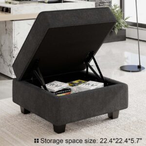 Belffin Fabric Modular Sectional Sofa Storage Ottoman Module Couch Side Sectional Free Configuration Ottoman Black