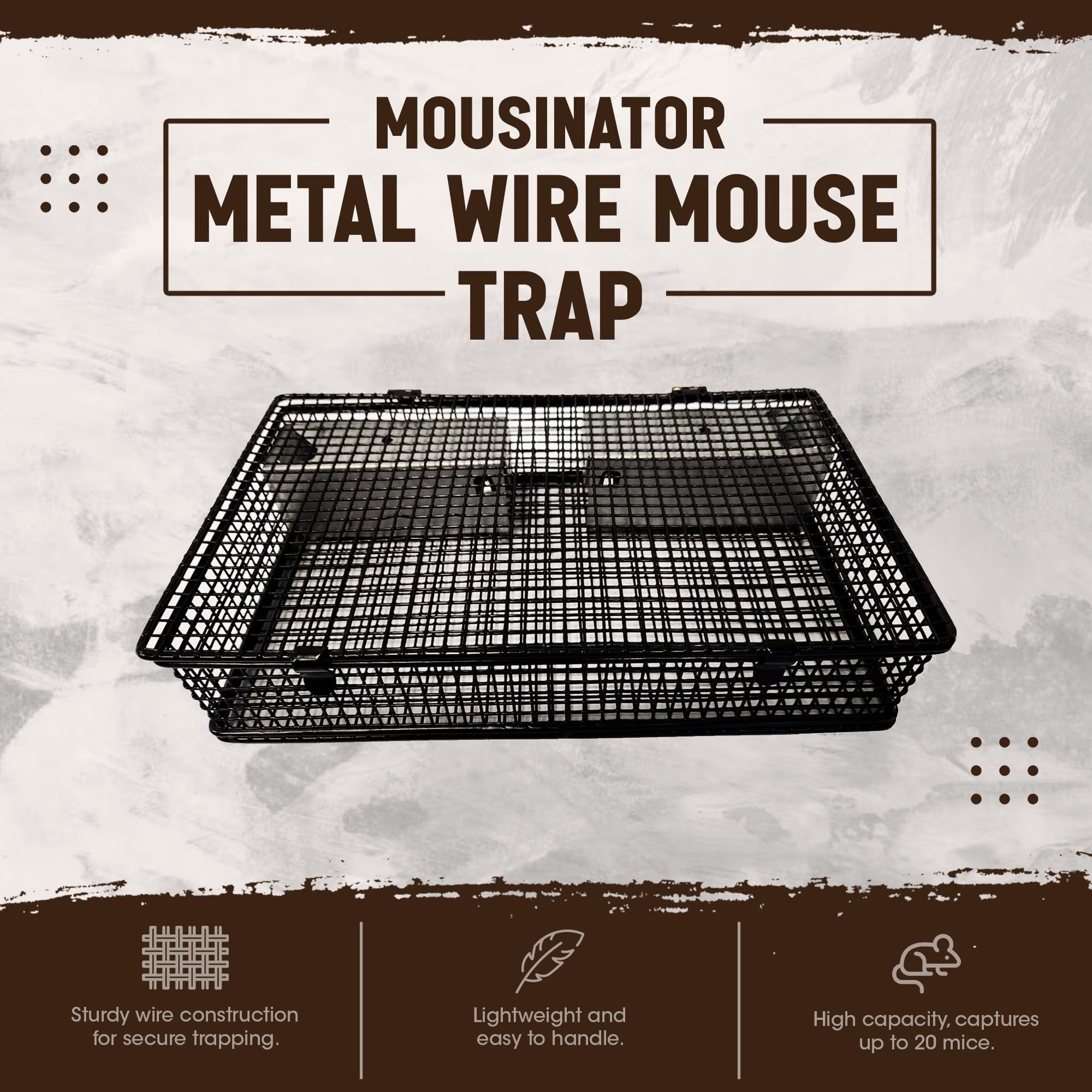 Rugged Ranch Products Mousinator Multi Catch Metal Wire Mouse Trap Cage with 2 Door Entry and Easy to Open Top Lid for Pest Control, Black