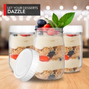 Stock Your Home 4 oz Mason Jars with Lids (10 Pack), Plastic Dessert Cups with Lids, Mini Mason Jars with Lids for Small Desserts, Cheesecake Shooters, and Parfait Cups, Disposable Party Dessert Cups