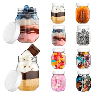 stock your home 4 oz mason jars with lids (10 pack), plastic dessert cups with lids, mini mason jars with lids for small desserts, cheesecake shooters, and parfait cups, disposable party dessert cups