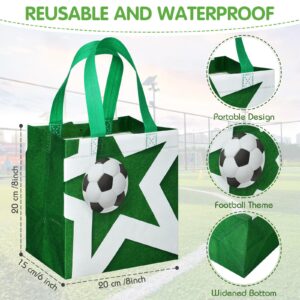 Kigeli 60 Pcs Soccer Gift Bags Soccer Party Bags Soccer Goodie Bags Reusable Soccer Non Woven Gift Bags with Handles Soccer Treat Bags Soccer Snack Candy Bags for Team Party Birthday Supplies