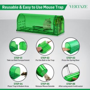 4 Pack Mouse Traps Humane Catch and Release Reusable No Kill, Multiuse, Live Mouse Trap, No Touch, Pet Safe mice Trap Indoor for Home, Easy Set in Basement, Garage, with Gloves