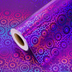 burymento purple wrapping paper roll-17 in×32.8 ft 1 roll metallic holographic gift wrap for christmas,birthday,wedding,bride shower,valentine's day foil style - 46.5 sq.ft.