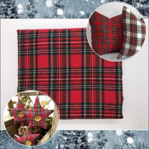 Red Tartan Plaid Fabric Cotton Width 57 Inches Yarn Dyed and Brushed for Festive Christmas Decorations and DIY Crafts and Dress (Red-Black, Cut by The Yard)