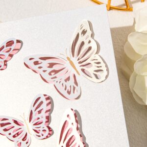 Crisky 25 Pcs Laser Cut 3D Note Cards & Envelopes Watercolor Butterflies Greeting Cards with Envelopes & Stickers for Birthday, Baby Shower,Bridal Shower, Wedding, Graduation