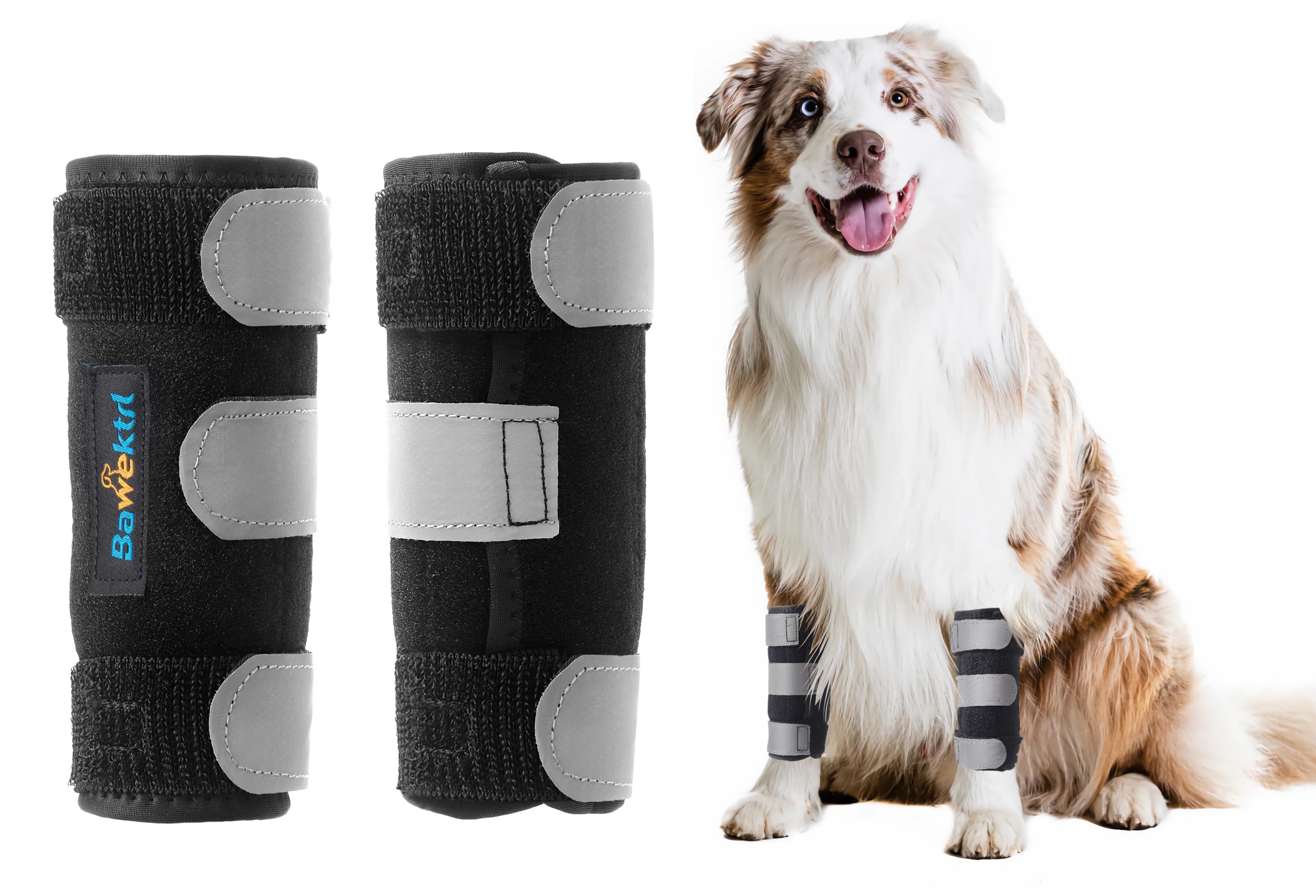 Bawektrl Dog Wrist Brace Compression Carpus Wraps with lateral Metal splints, Provide More Support for Canine Front Leg, Help with Cruciate Ligament, Wound Healing and Loss of Stability from Arthritis