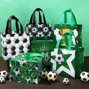 Kigeli 60 Pcs Soccer Gift Bags Soccer Party Bags Soccer Goodie Bags Reusable Soccer Non Woven Gift Bags with Handles Soccer Treat Bags Soccer Snack Candy Bags for Team Party Birthday Supplies