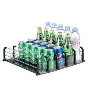 yedyoi drink organizer for fridge, soda can organizer for fridge, self-pushing glide drink dispenser for refrigerator -holds up to 25 cans black (5 rows)