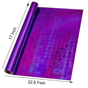 Burymento Purple Wrapping Paper Roll-17 IN×32.8 FT 1 Roll Metallic Holographic Gift Wrap for Christmas,Birthday,Wedding,Bride shower,Valentine's Day Foil Style - 46.5 sq.ft.