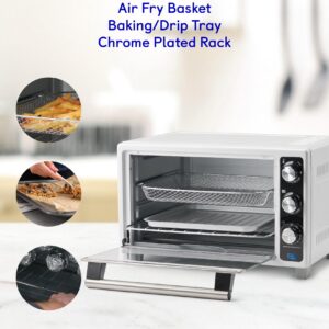 Betty Crocker Air Fryer Convection Toaster Oven, Multifunction 6-Slice Toaster and Air Fryer Oven, 0.8 Cu. Ft. 6 Slice Capacity AirFryer Toaster Oven Combo, 7 Function Convection Oven, White