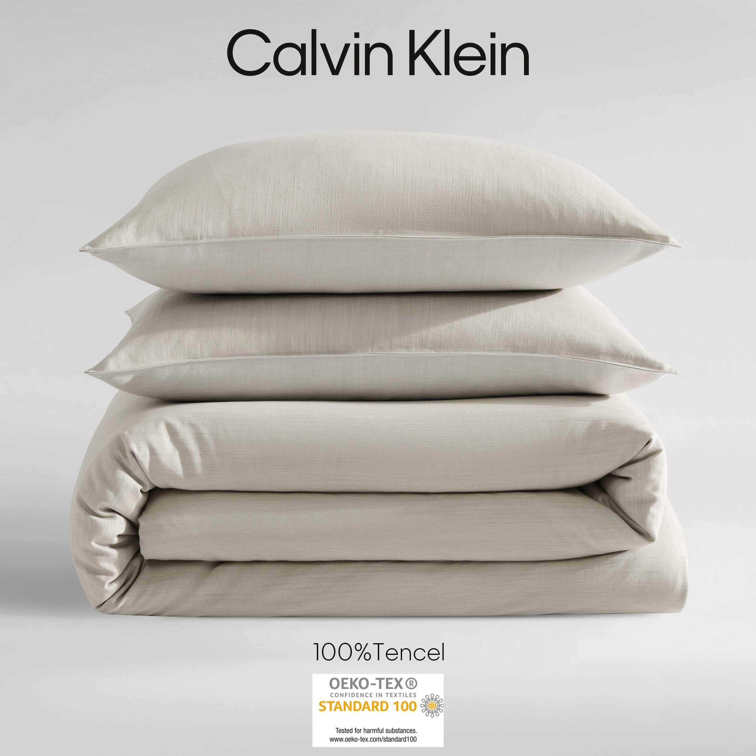 Calvin Klein - Queen Duvet Cover Set, Reversible Tencel Bedding with Matching Shams, Modern Home Decor (Flax Beige, Queen)