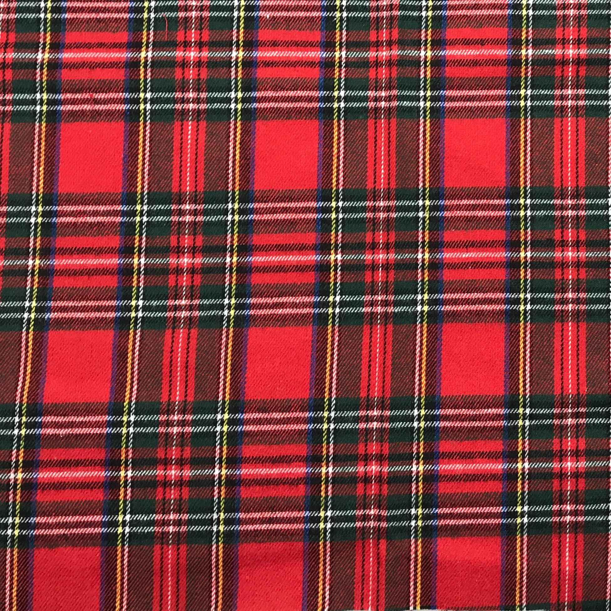 Red Tartan Plaid Fabric Cotton Width 57 Inches Yarn Dyed and Brushed for Festive Christmas Decorations and DIY Crafts and Dress (Red-Black, Cut by The Yard)