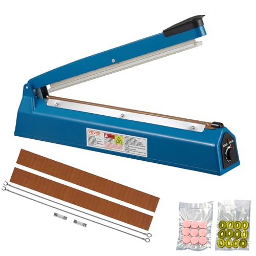 VEVOR Impulse Sealer 16 inch, Manual Heat Seal Machine with Adjustable Heating Mode, ABS Shrink Wrap Bag Sealers for Plastic Mylar PE PP Bags, Portable Poly Bag Sealing Machine with Extra Replace Kit