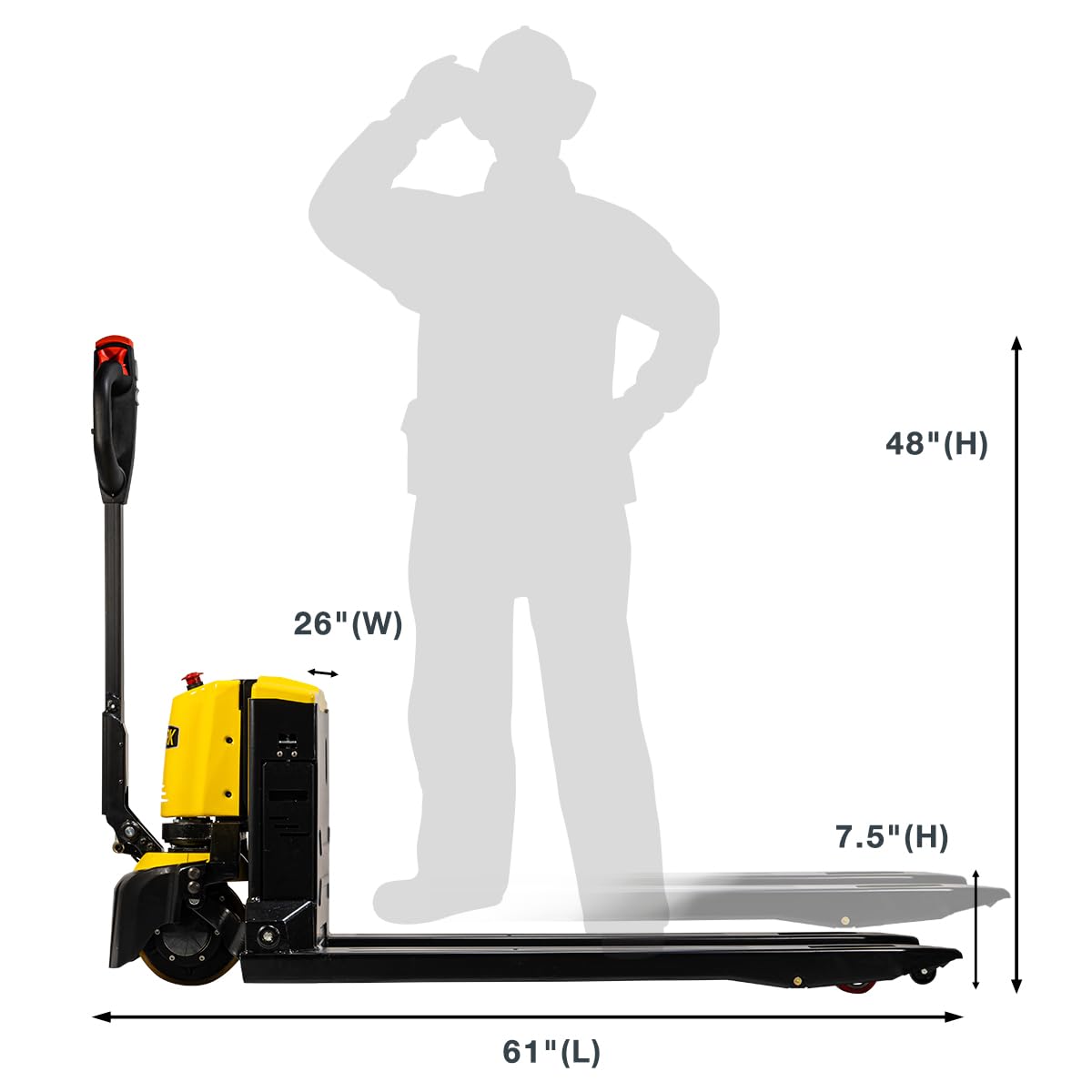 Stark USA 2-Pieces Full Electric Pallet Jack Lithium 3300Lbs Capacity 7.5" Lift 45" x 27" Forks Pallet Truck, Multi-Function Handle