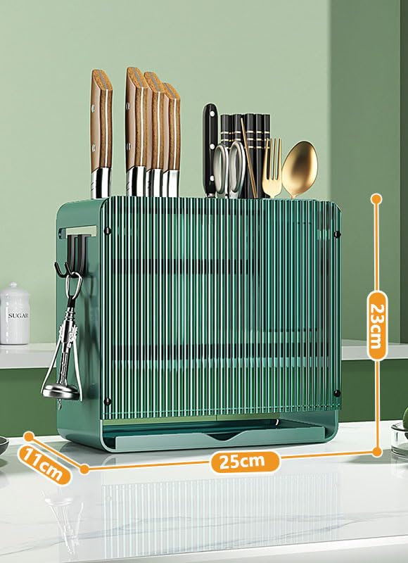 KBOX811 Knife Holder Organizer Stainless Steel Rack This multifunctional kitchen storage rack with Utensil (Green) version:No cutting board rack