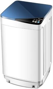 waterjoy portable washing machines, 7.7 lbs load capacity portable washer and dryer combo with built-in barrel light & led display for household and apartment （blue）