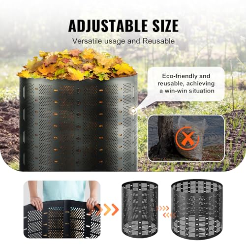 VEVOR Compost Bin 220 Gallon, Outdoor Expandable Composter, Easy to Setup & Large Capacity Composting Bin, Fast Creation of Fertile Soil