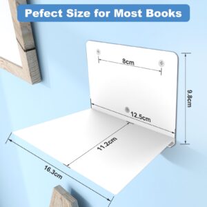 FENTEC Floating Book Shelves for Wall, Wall Mounted Invisible Floating Bookshelf, Heavy-Duty Hanging Bookshelves, Hidden Book Shelf Metal Wall Book Holder for Bedroom Home Office, 6-Pack White