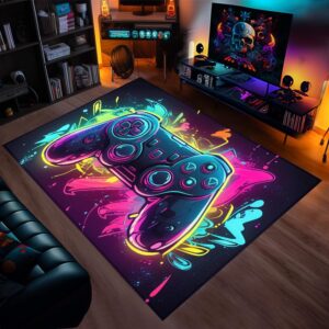 gaming rugs - gamepad carpet for esports gaming room, boys' bedroom, and living room - 36x24 inches