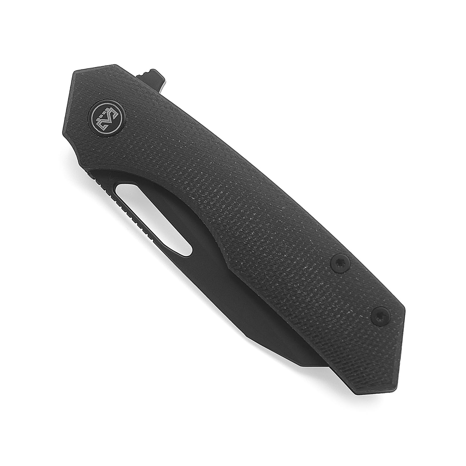 Miguron Knives M Keryx Flipper Folding Knife 3.17" Black PVD 14C28N Blade Black Micarta Handle With Titanium Pocket Clip Camping Hiking Pocket Knife MGR-813MBK