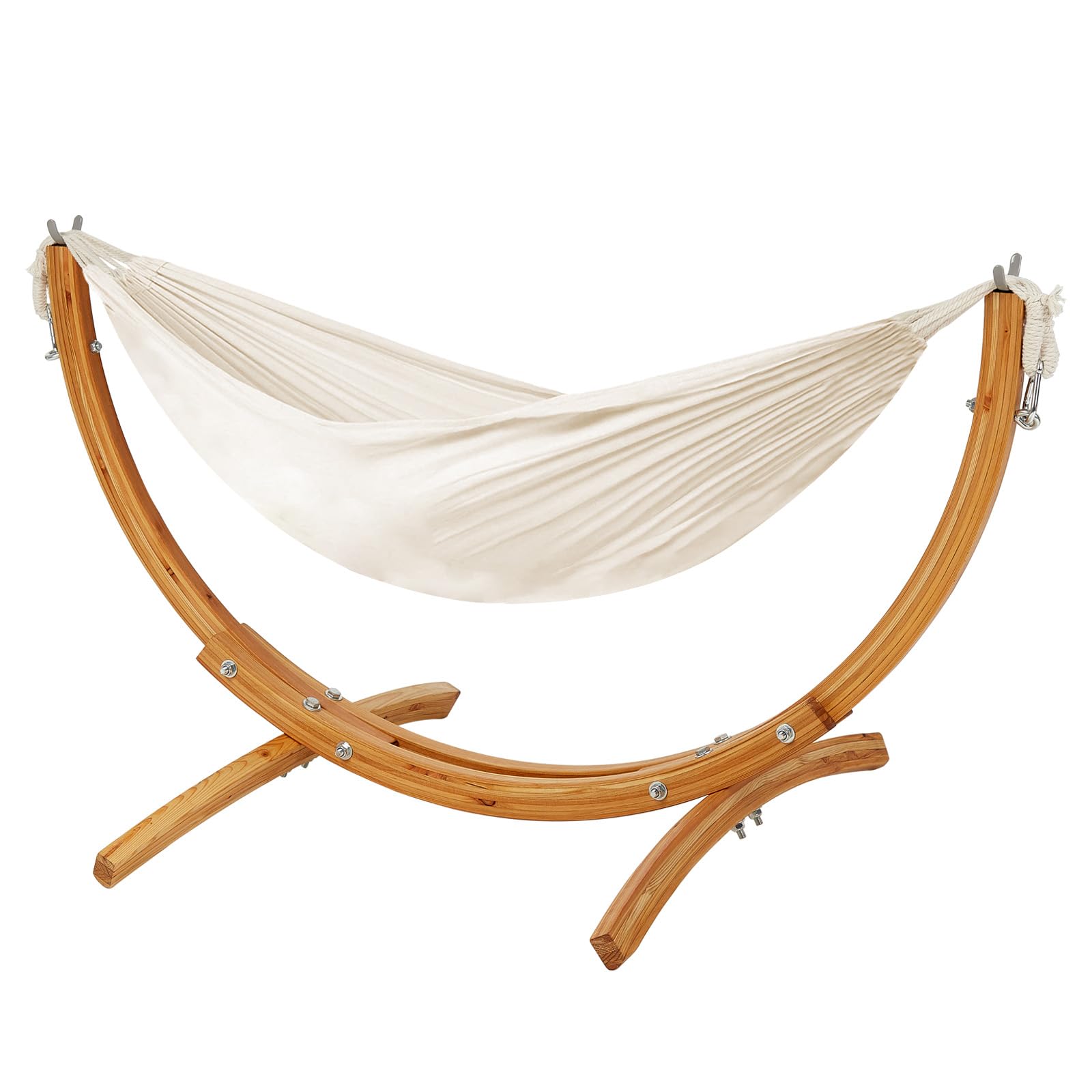 FUNLIO Wooden Hammock with Stand for Kids 3-5 Years, Premium Solid Wood Kids Hammock Chair Stand, Stable Structure, Wider & Longer Children Hammock, 220lbs Capacity, CPC Certified