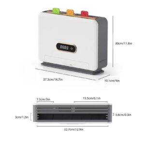 Smart Knife Holder, UV Cleaning Knife Utensil Holder with Integrated Cutting Boards Storage for Kitchen Countertop, 14.7 x 4 x 11.8 (White)