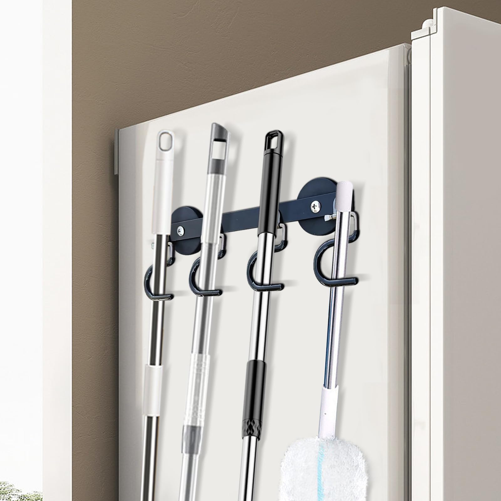 Qinwuwu Magnetic Broom Rack-Metal Garden Tool Organizer-Mount Garage Organizers-Magnetic Hook S-Shaped-Ideal For Garages,Refrigerators, Kitchens, Pantries