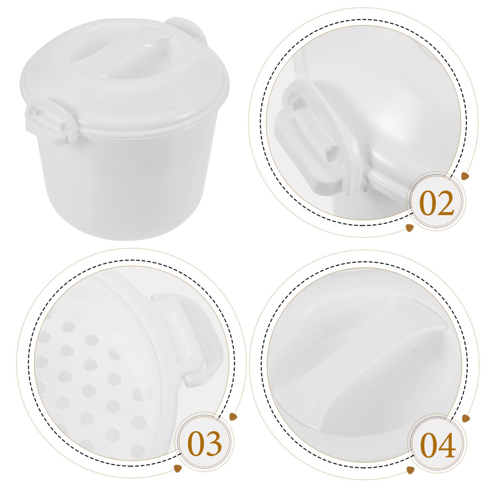 Cabilock Small Rice Cooker Microwave Rice Cooker Rice Steamer: 3L Round Microwave Food Container Microwaveable Rice Pasta Cooker Includes Microwave Rice Steamer for Kitchen Cooking White