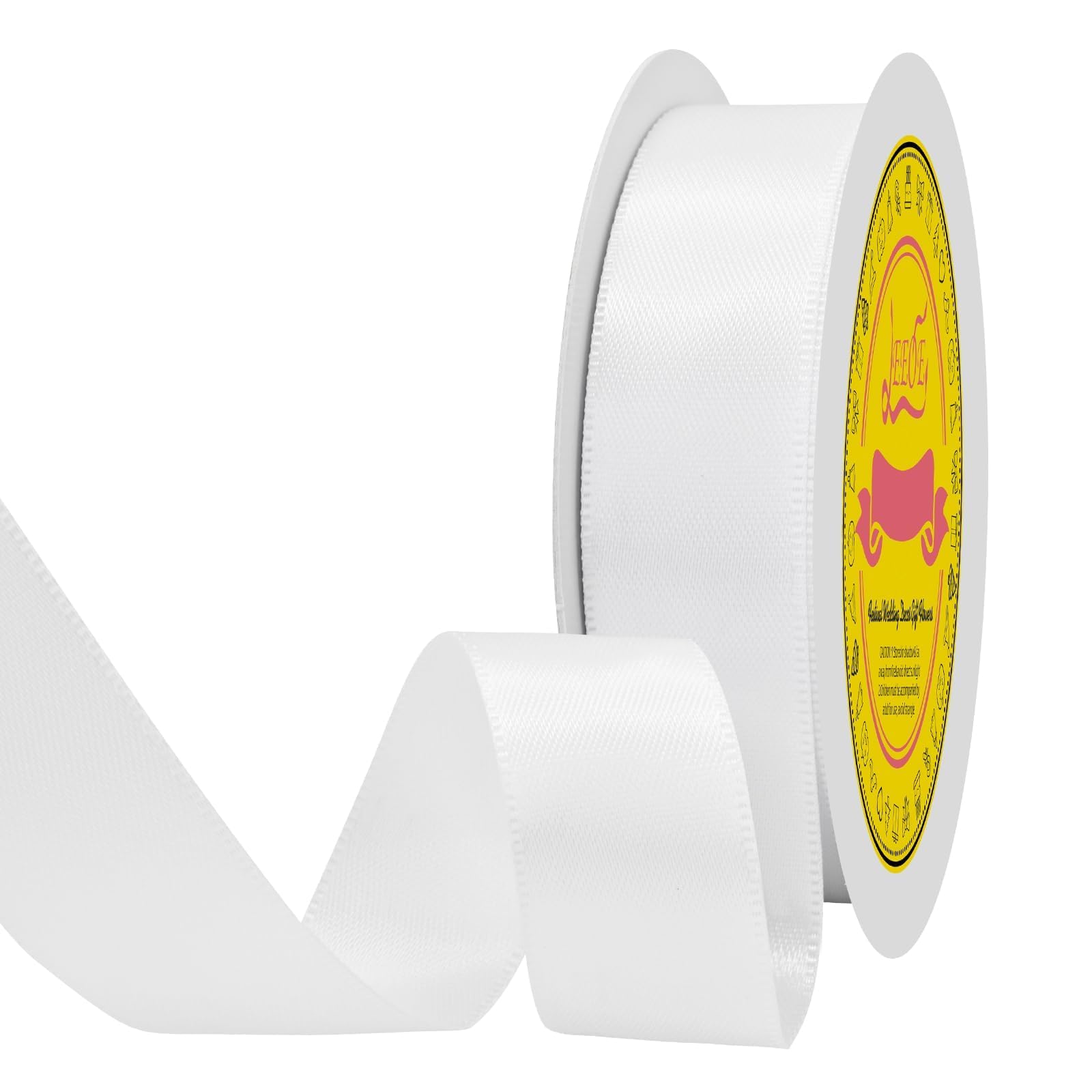 LEEQE Double Face White Satin Ribbon 7/8 inch X 25 Yards Polyester White Ribbon for Gift Wrapping Very Suitable for Weddings Party Hair Bow Invitation Decorations