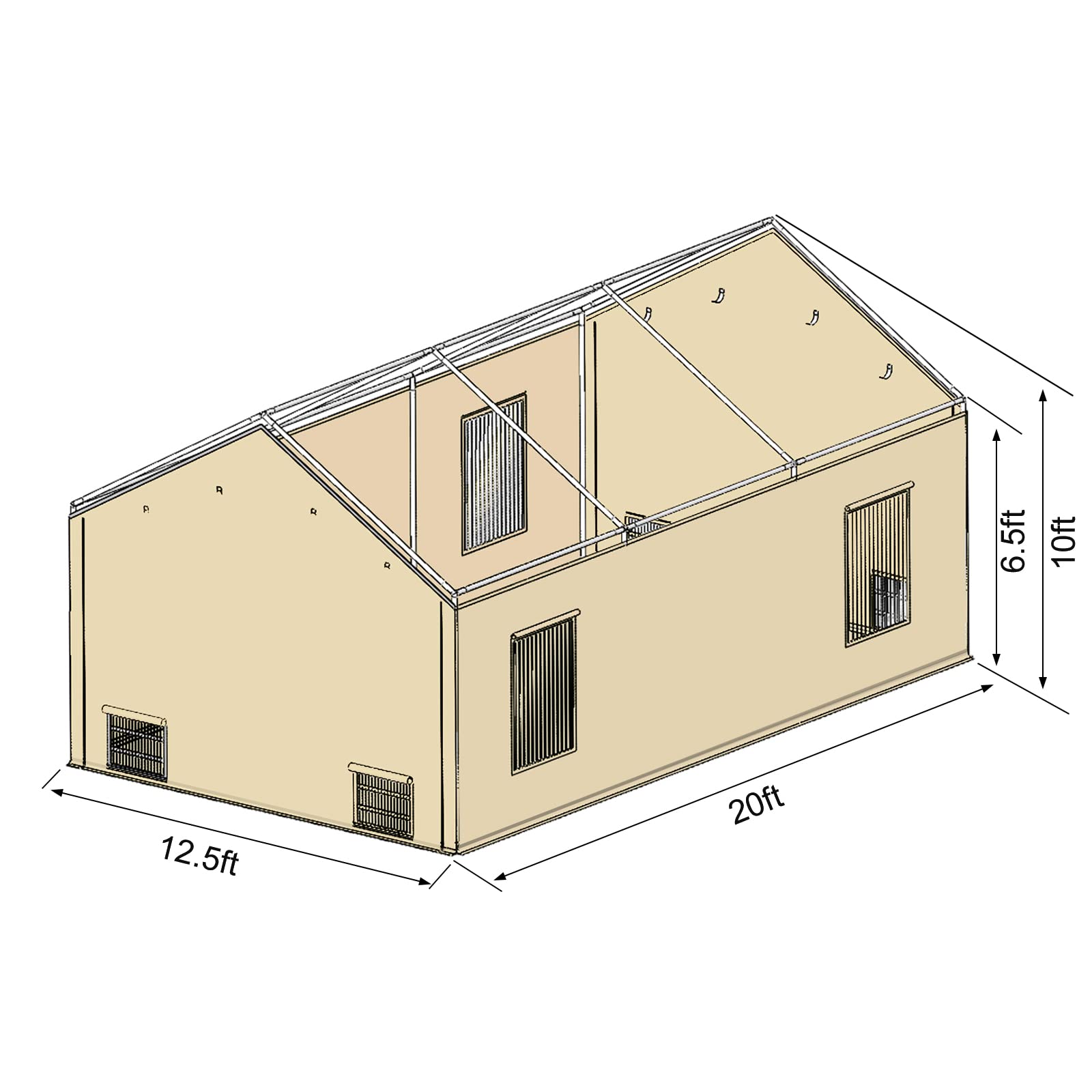 CooTentler 20x12.5x10FT Portable Paint Booth Cover Replacement Tarp (Not Include Metal Frames)