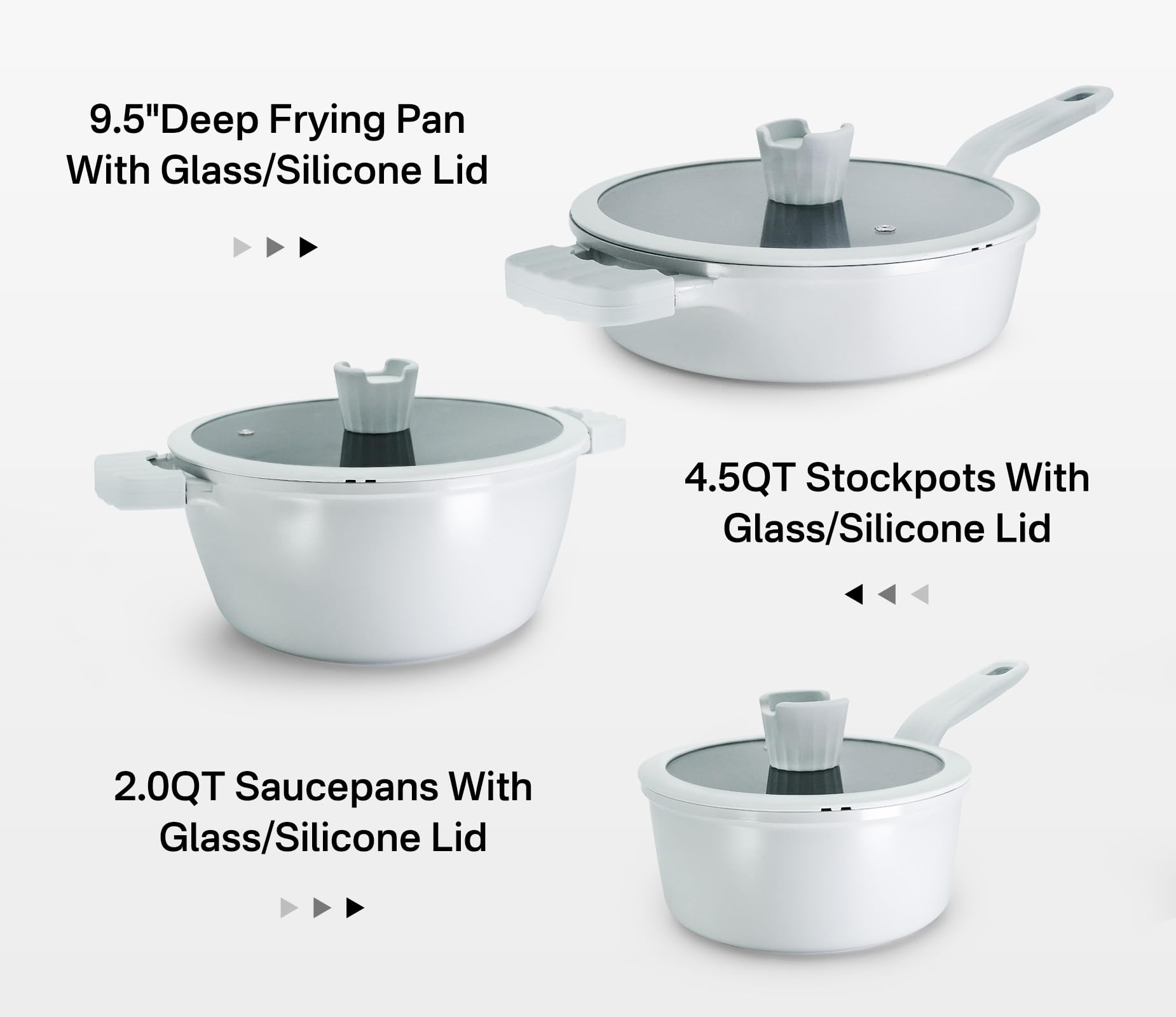 Innerwell Pots and Pans Set Nonstick - 6 Pcs Cookware Set with Detachable Handle, Nonstick Ceramic Coating Deep Frying Pan & Saucepan & Stockpot, Dishwasher & Oven Safe, Suitable for All Stovetops